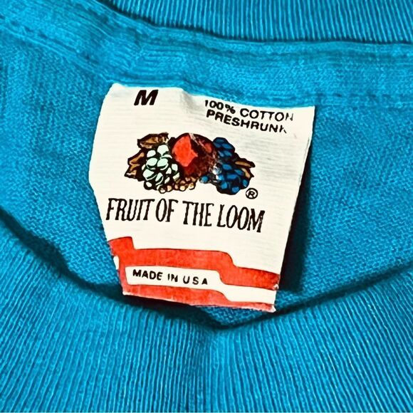 Vtg 90s Fruit of the loom Blue Sea Shells Hand Painted Single Stitch T shirt M - Picture 6 of 8